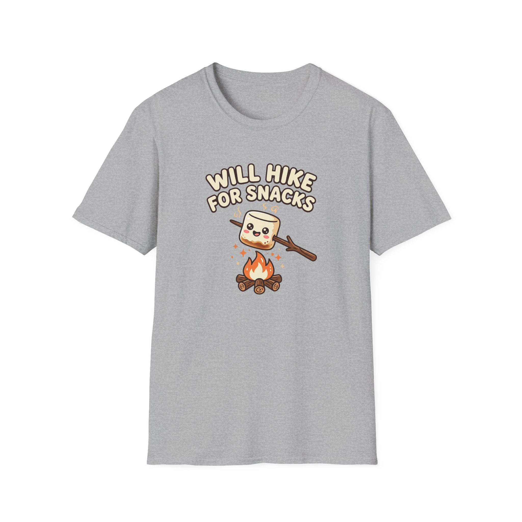 Will Hike For Snacks Funny Marshmallow T-Shirt