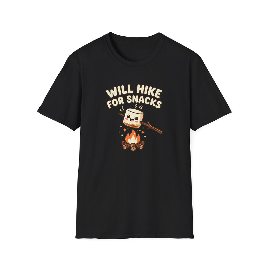 Will Hike For Snacks Funny Marshmallow T-Shirt