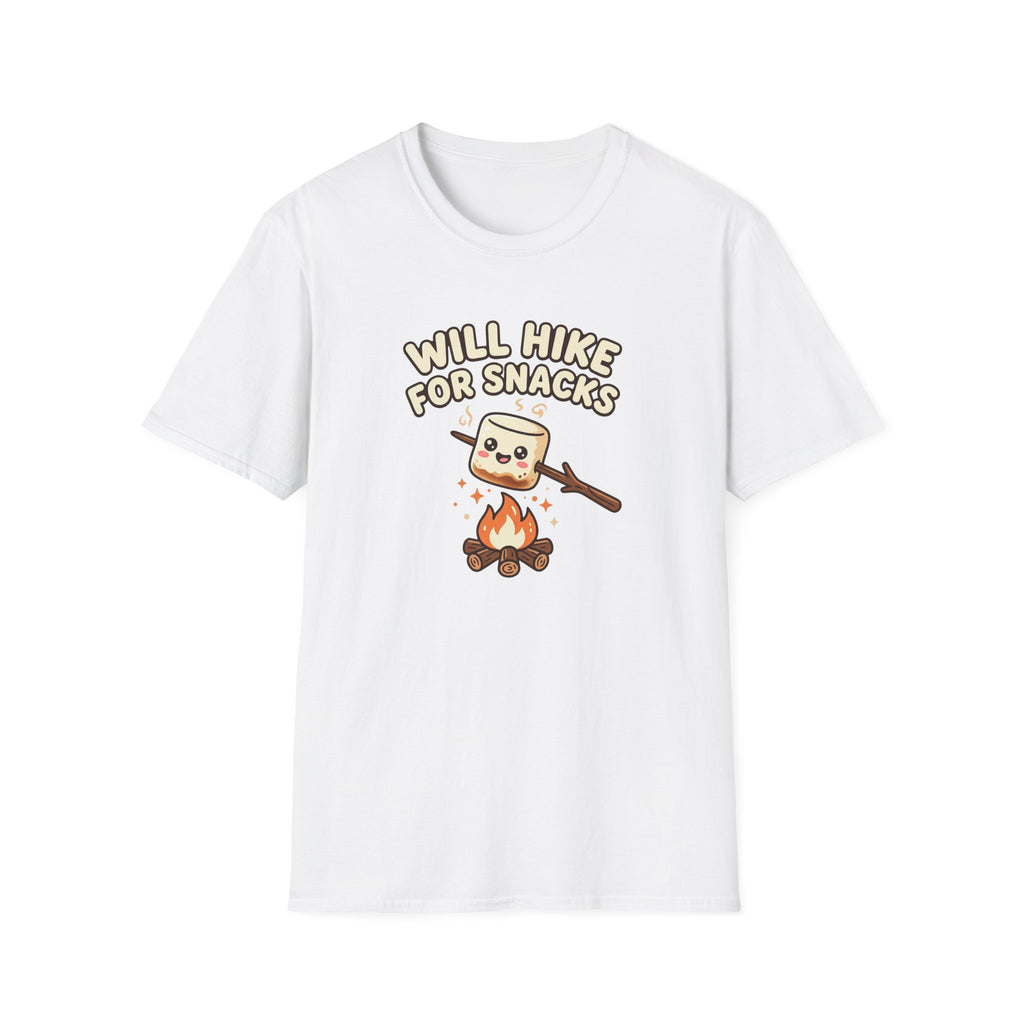 Will Hike For Snacks Funny Marshmallow T-Shirt