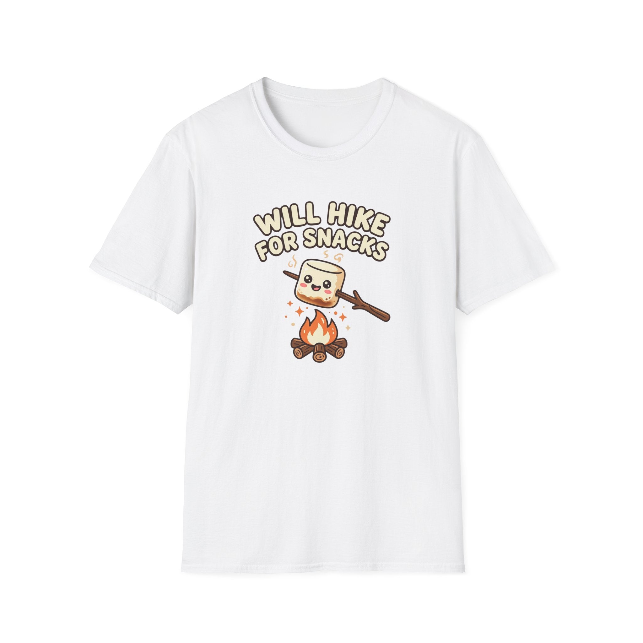 Will Hike For Snacks Funny Marshmallow T-Shirt